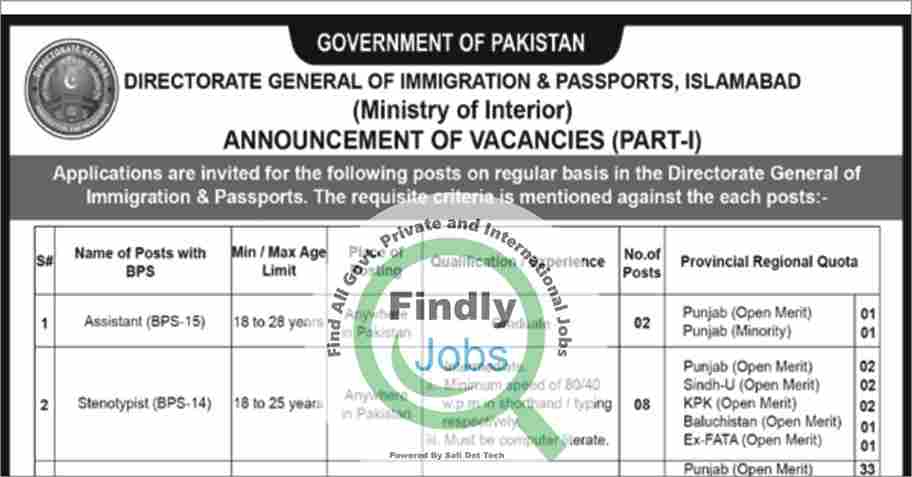 Directorate General Of Immigration And Passports Jobs March 2024