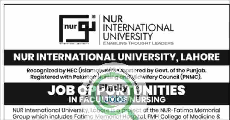NUR International University Lahore Jobs March 2024
