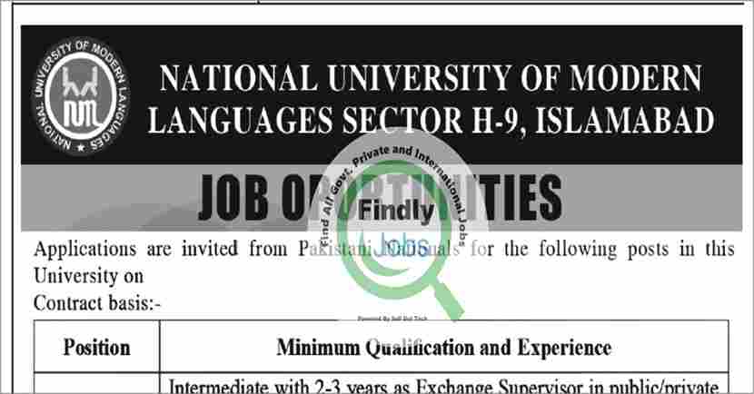 National University Of Modern Languages NUML Jobs March 2024