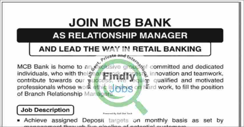 Muslim Commercial Bank MCB Bank Jobs 2024
